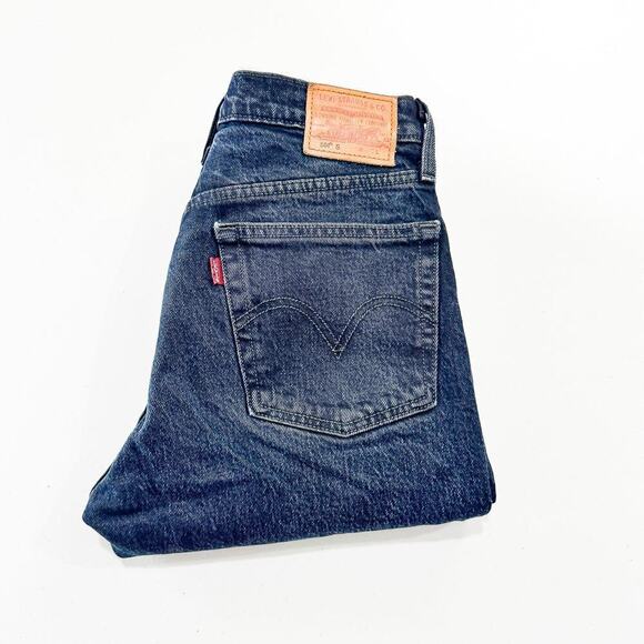 Levi's 501 Short Charcoal Black Denim Jeans Straight Leg Ripped Size 24 x 28 - Picture 1 of 8